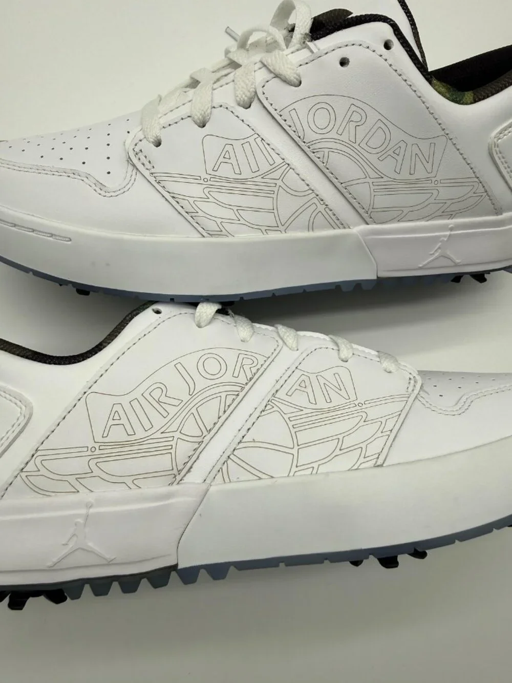 New Air Jordan NU Retro Golf Cleats Men's Size 9 White Camo Spiked FZ4153 102